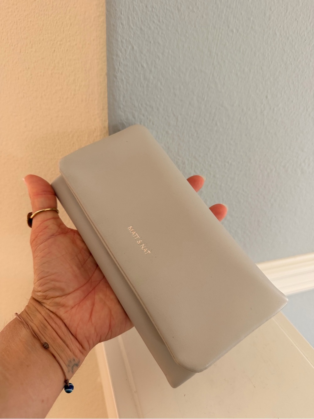 Matt & Nat Pale Gray Vegan Leather Foldover Clutch Wallet